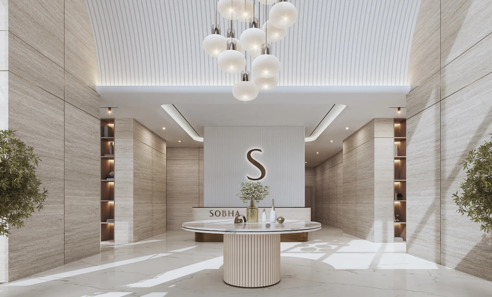 Illustrative Skyvue Stellar lobby and reception; official developer rendering