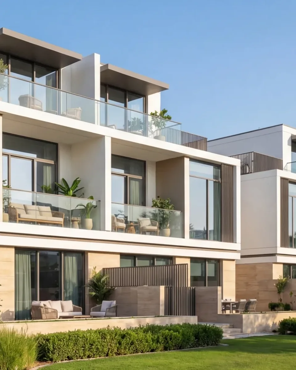 The Greens at Sobha Sanctuary: Modern villas with balconies and landscaped gardens; official developer rendering