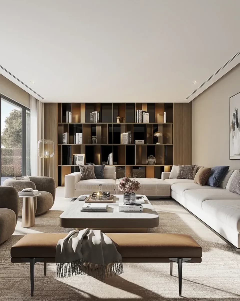 The Grove at Sobha Sanctuary: Illustrative villa living room with large windows and garden outlook; official developer rendering