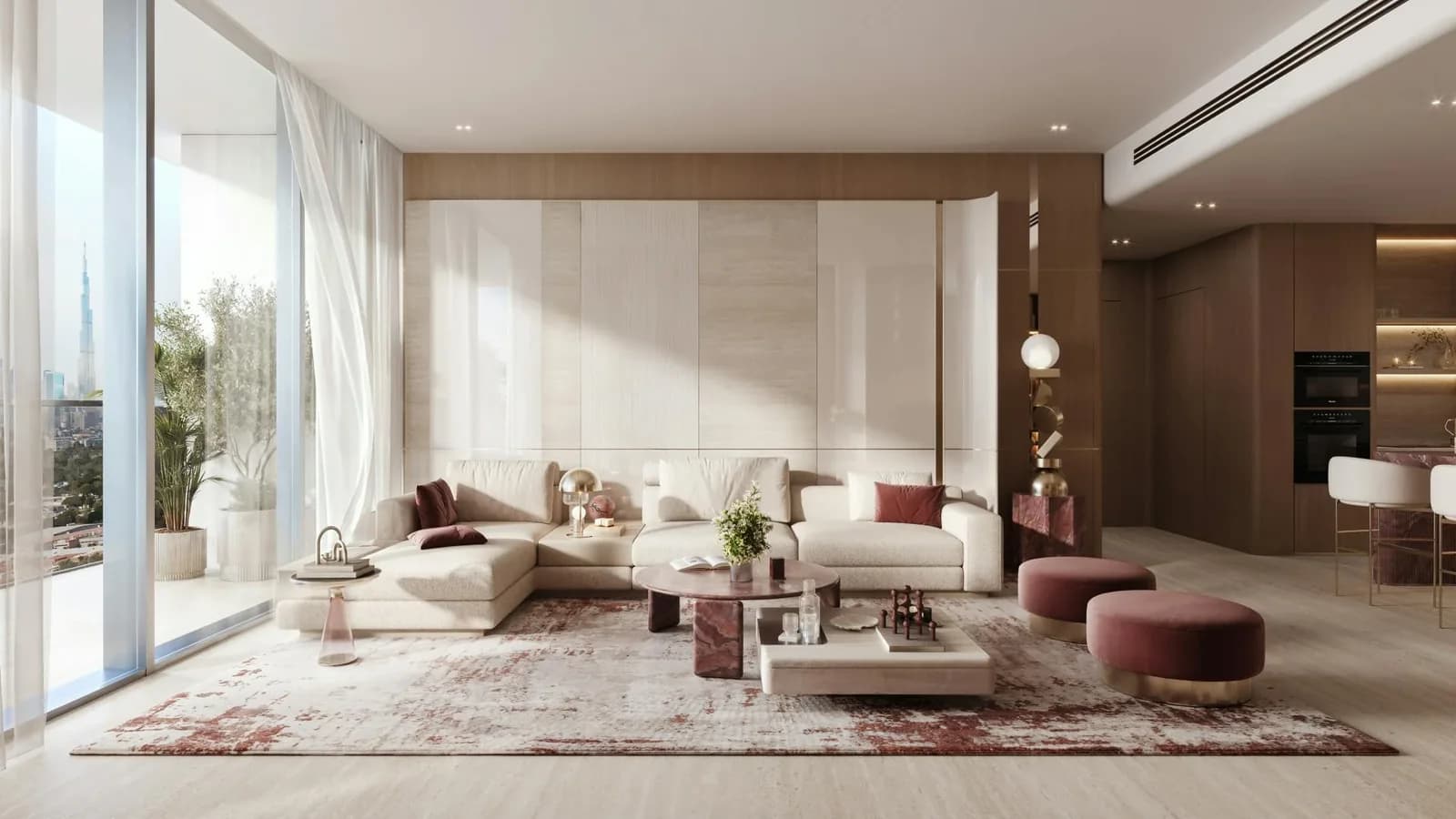 Binghatti Etherea: Living room, second view (developer rendering)