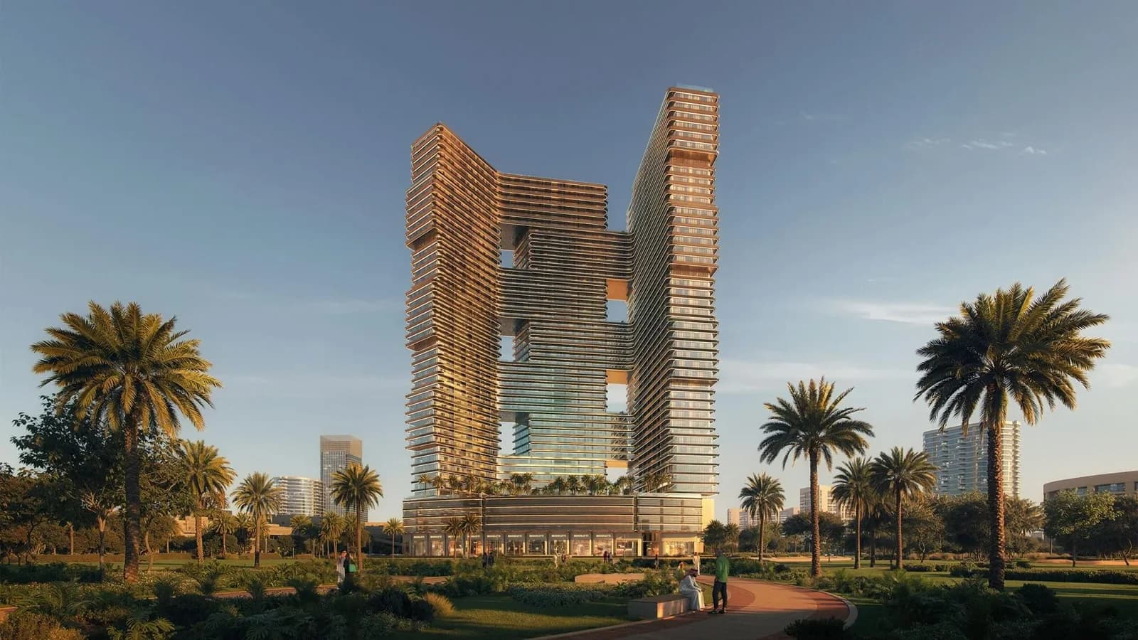 Binghatti SkyTerraces: Exterior in daylight (developer rendering)