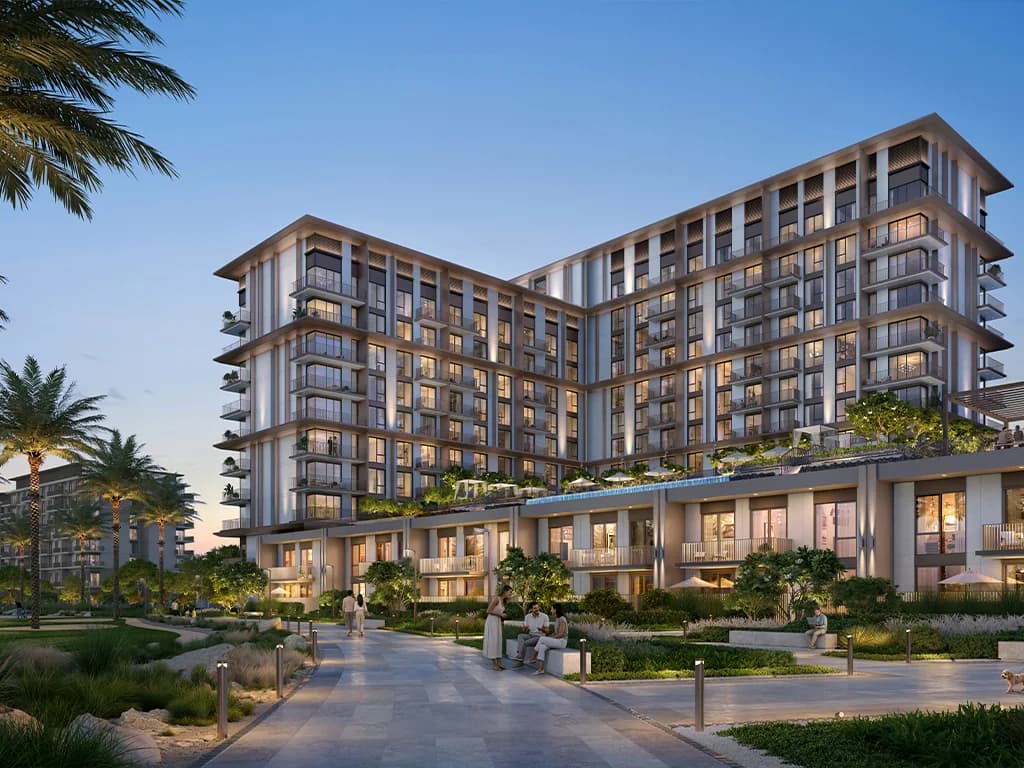 Golf Trails: residential facade and landscaped entrance (developer rendering)