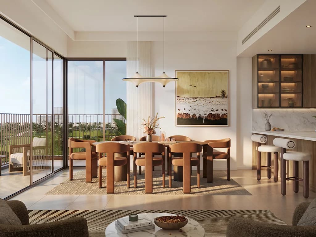 Golf Trails: open-plan dining area and kitchen (developer rendering)