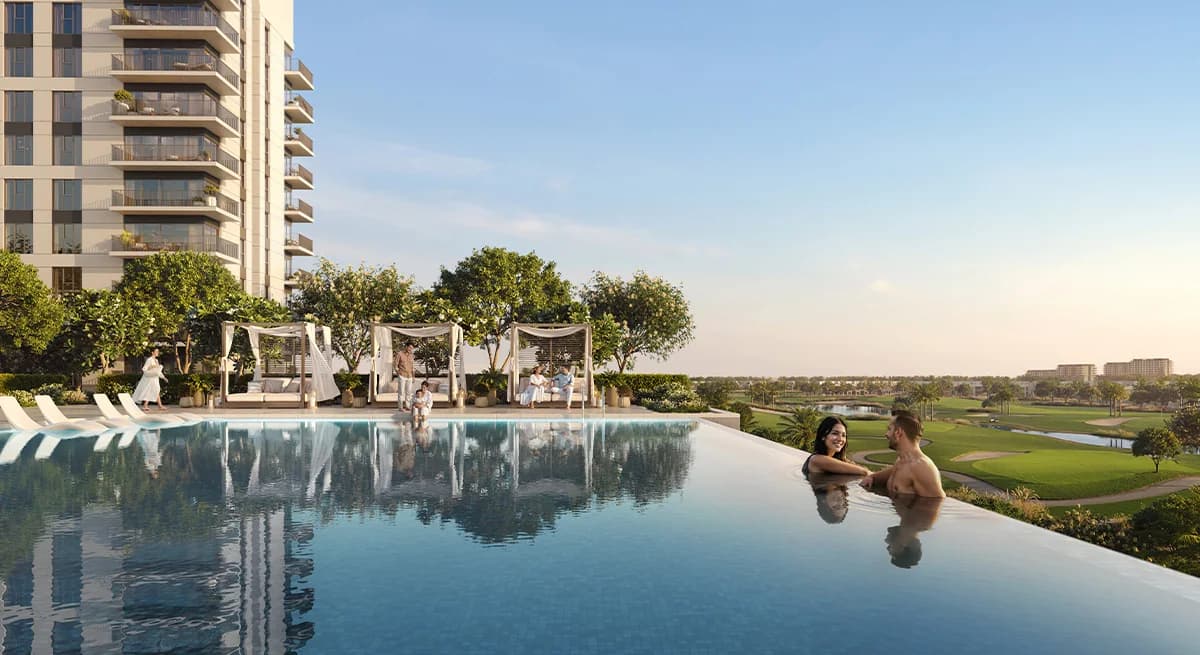 Golf Vale: pool deck overlooking the golf landscape (developer rendering)