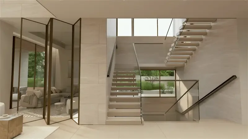 The Wilds Villas: five-bedroom villa staircase and entrance hall, developer rendering