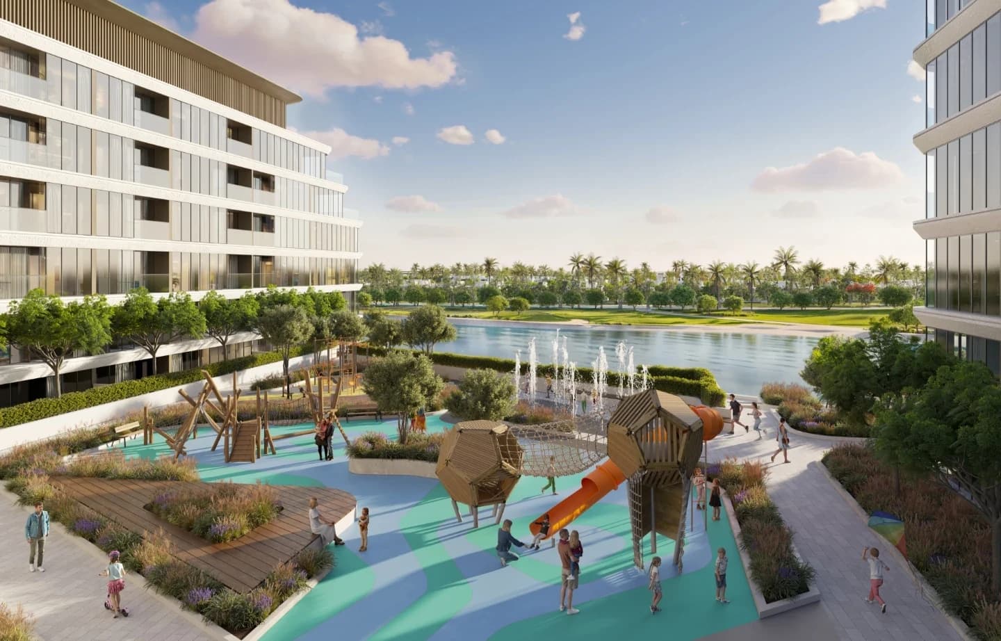 Delphine Beach Residences: Children’s waterside play area (Developer rendering)