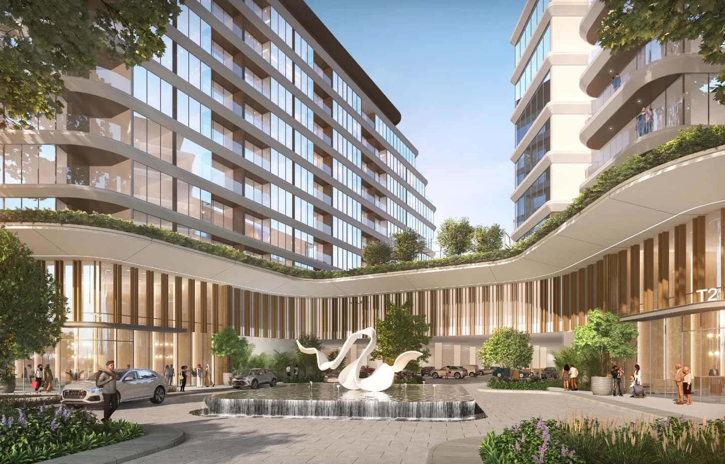 Aquamarine Beach Residences: Landscaped entrance courtyard (Developer rendering)