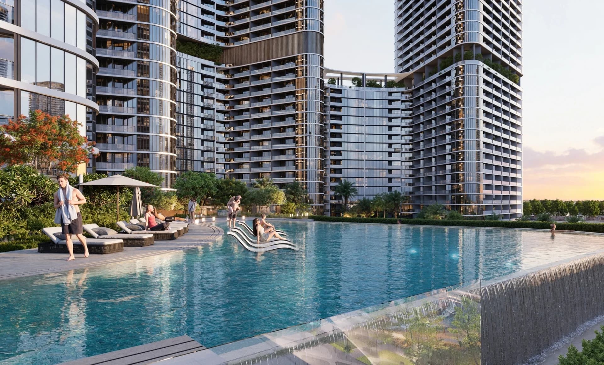 Skyvue Altier: Swimming pool and surrounding terraces (Developer rendering)