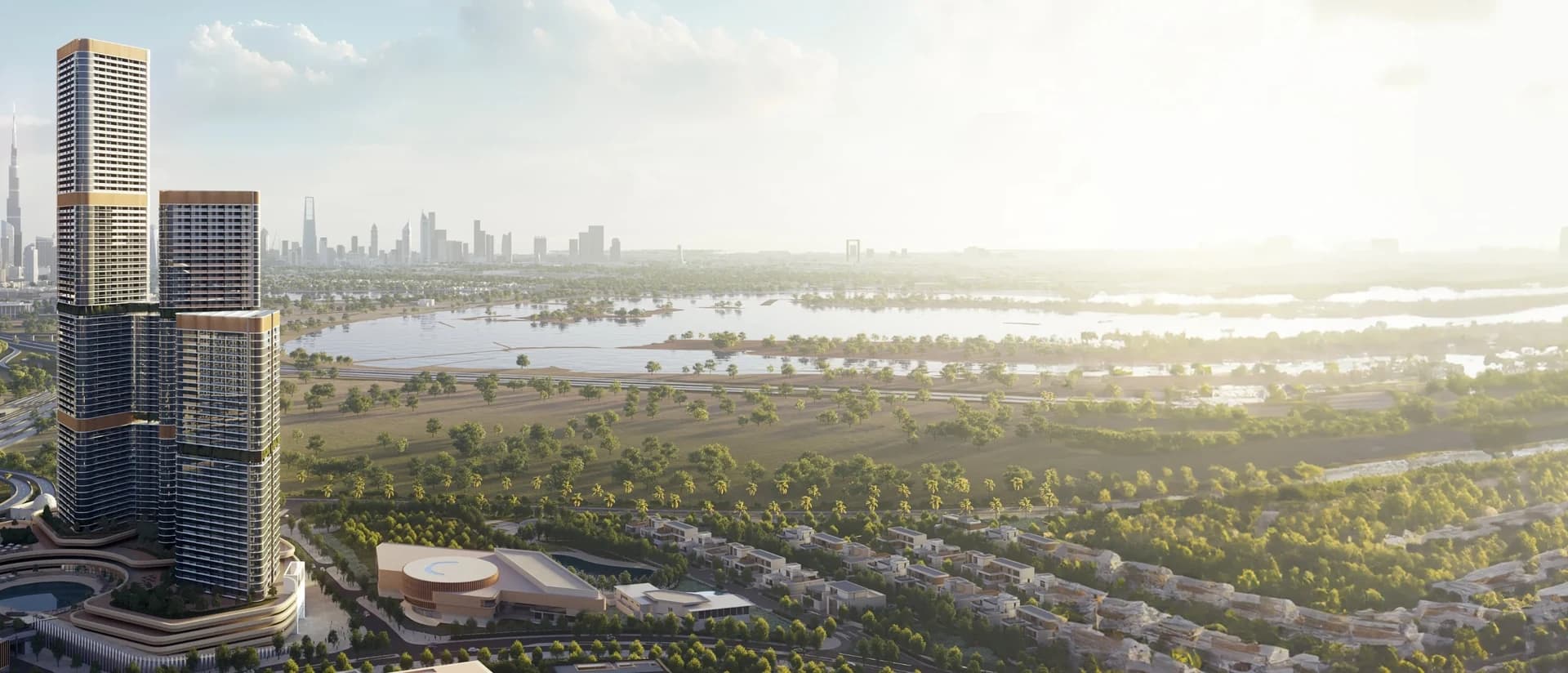 Skyvue Solair: Community towers in the city skyline (Developer rendering)