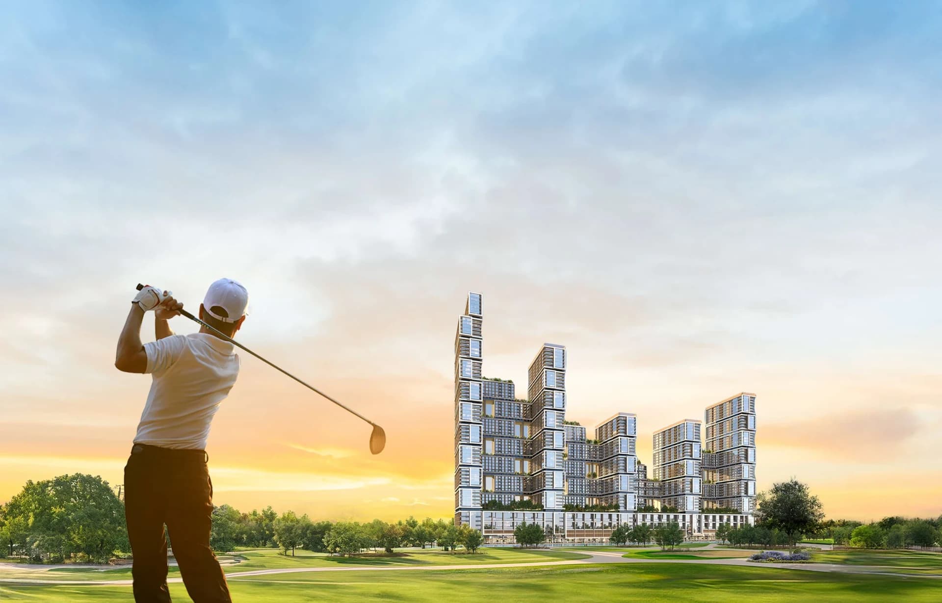 Sobha One: Golf landscape and Sobha One towers (Developer rendering)