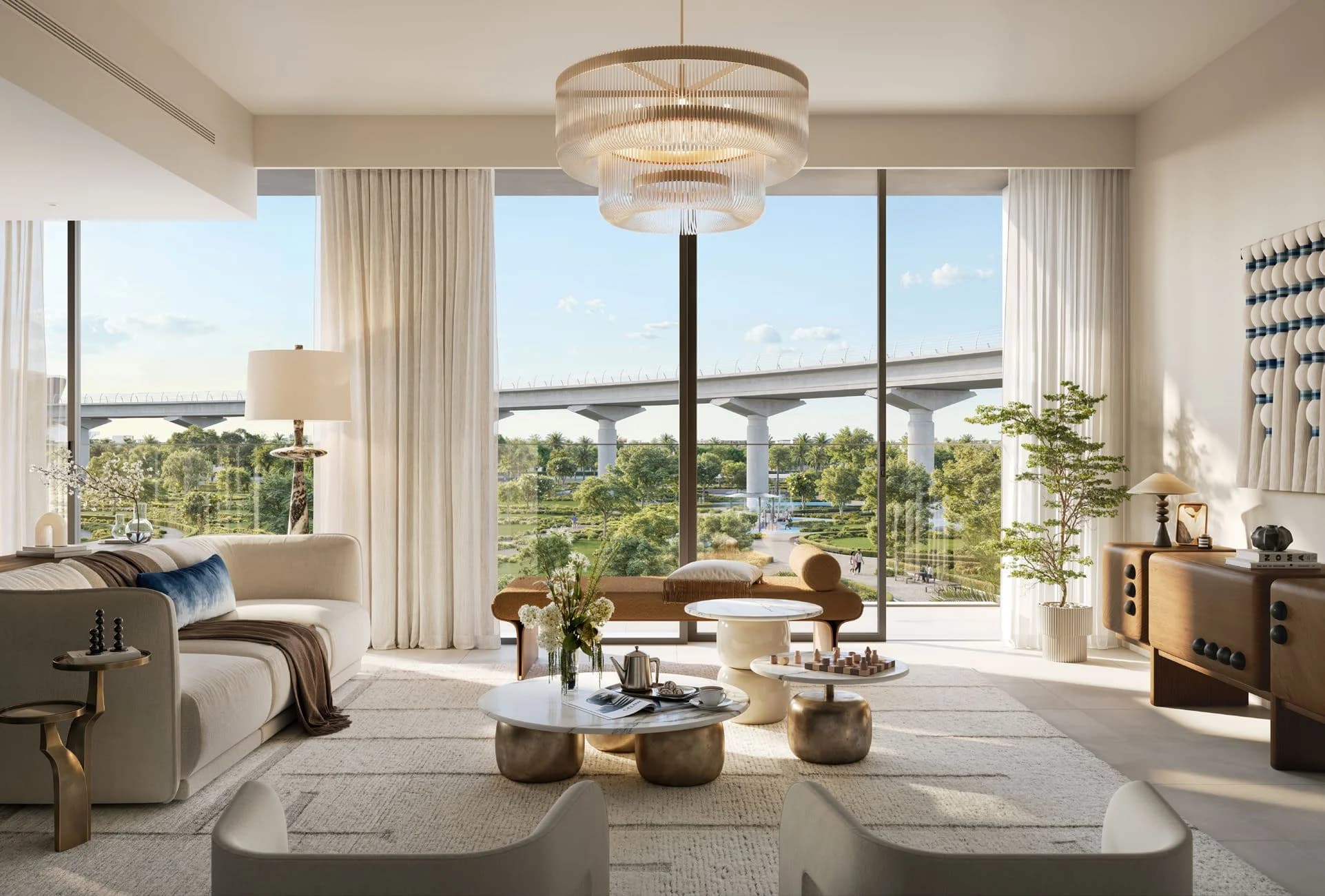 Montiva by Vida: living room opening onto a terrace — developer rendering