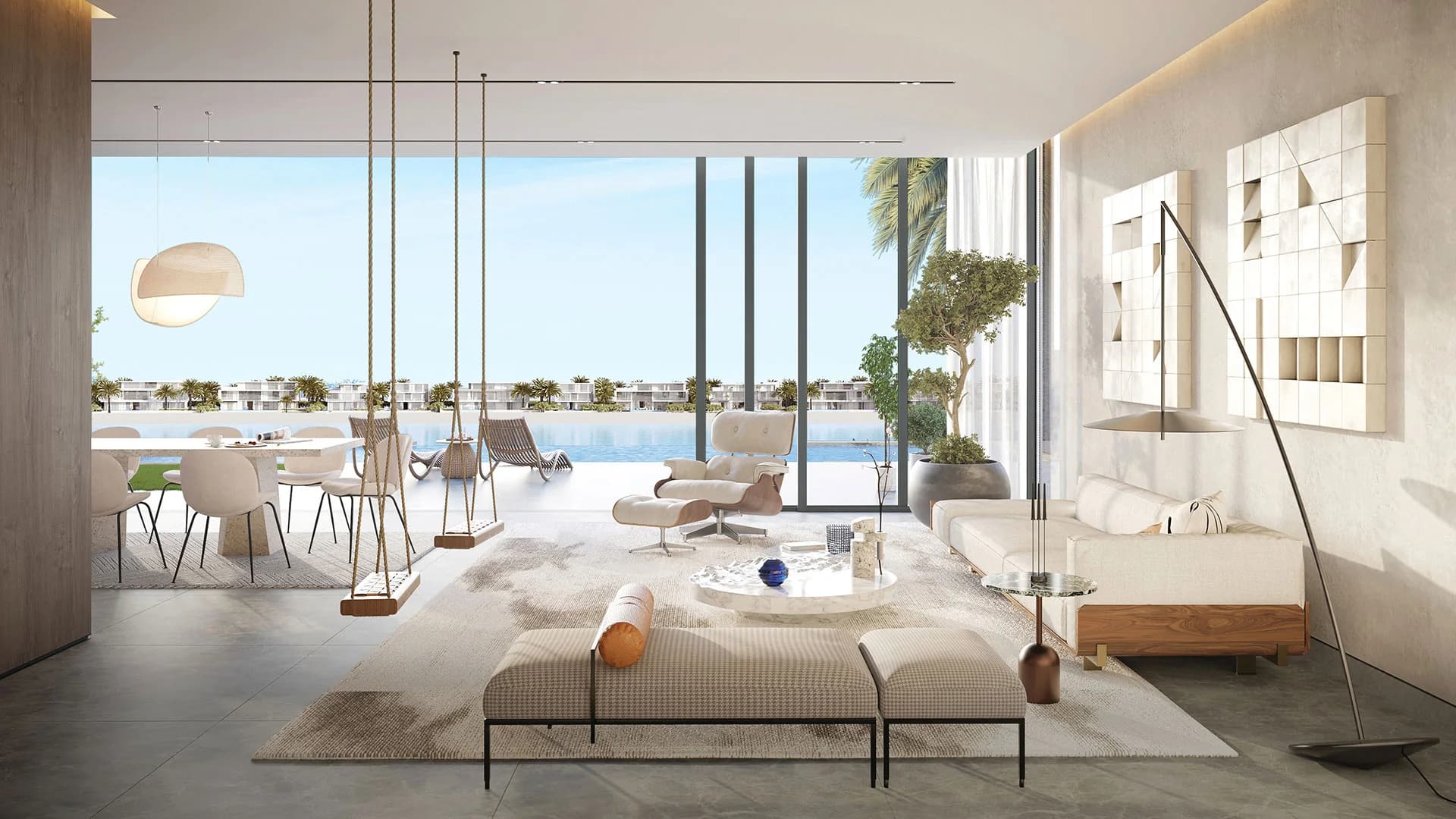Palm Jebel Ali villa living room; official developer rendering
