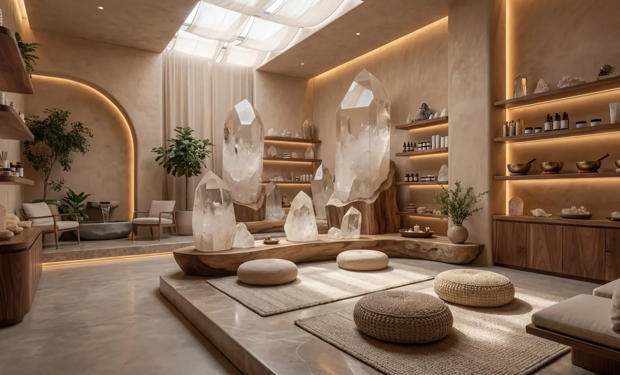 The Greens at Sobha Sanctuary: Shared community spa lounge with decorative crystals and seating; official developer rendering