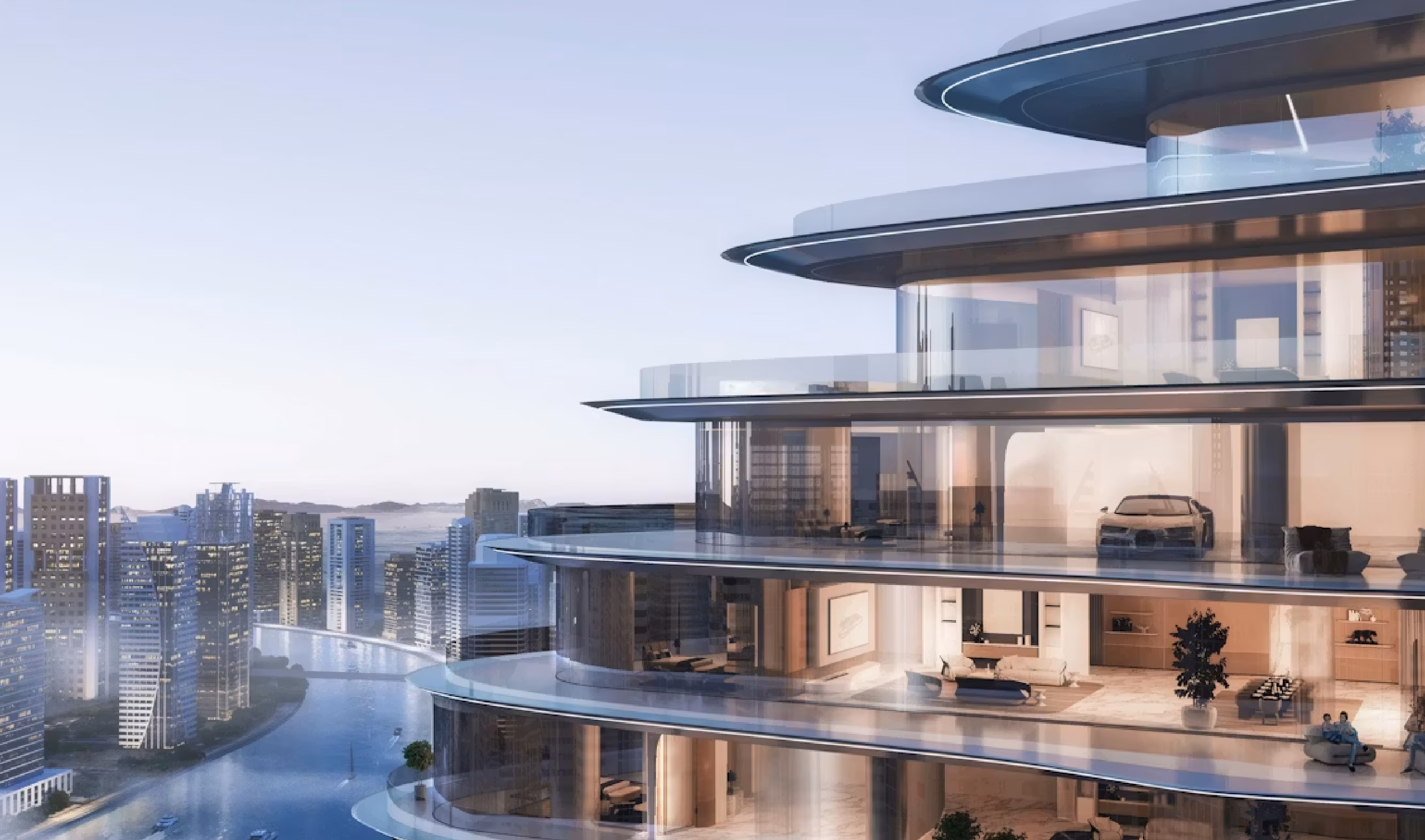 Mercedes-Benz Places Binghatti City: curved balconies and planted terraces — rendering