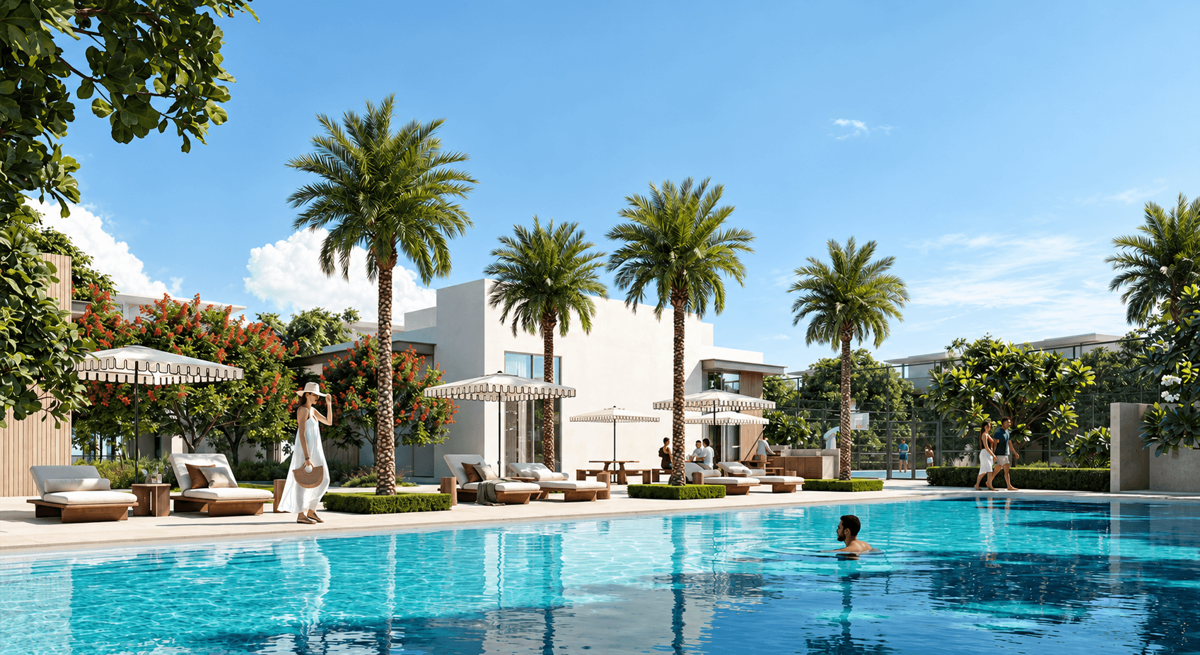 Selvara 4 landscaped residents pool beside the villas