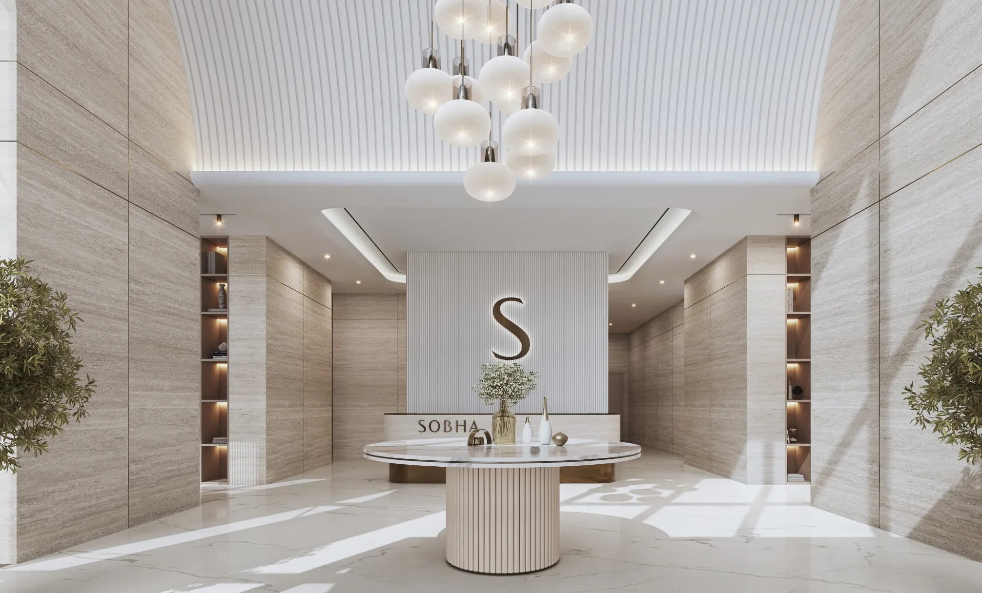 Illustrative Skyvue Stellar lobby and reception; official developer rendering
