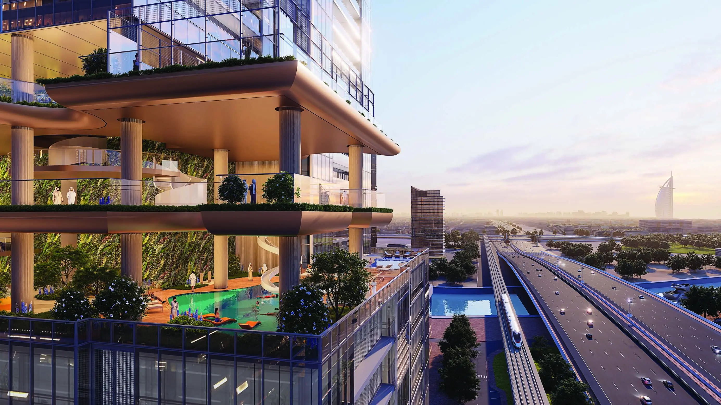 Sobha SkyParks planted vertical sky park beside Sheikh Zayed Road