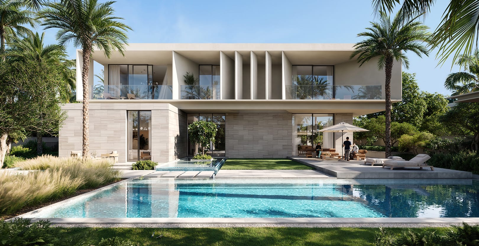 Lavita at The Oasis: villa garden and private pool — official rendering