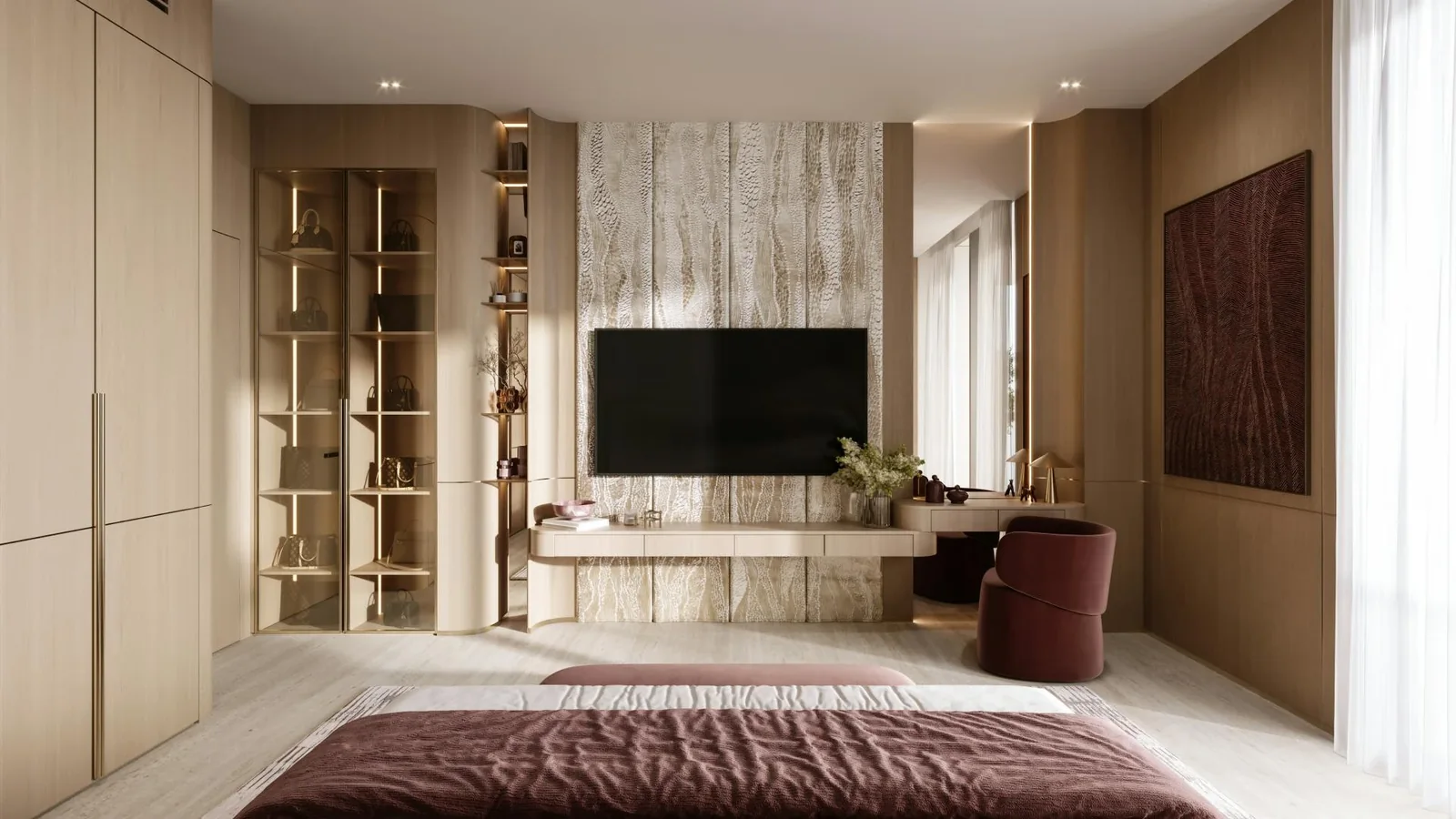Binghatti Etherea: Bedroom interior, first view (developer rendering)