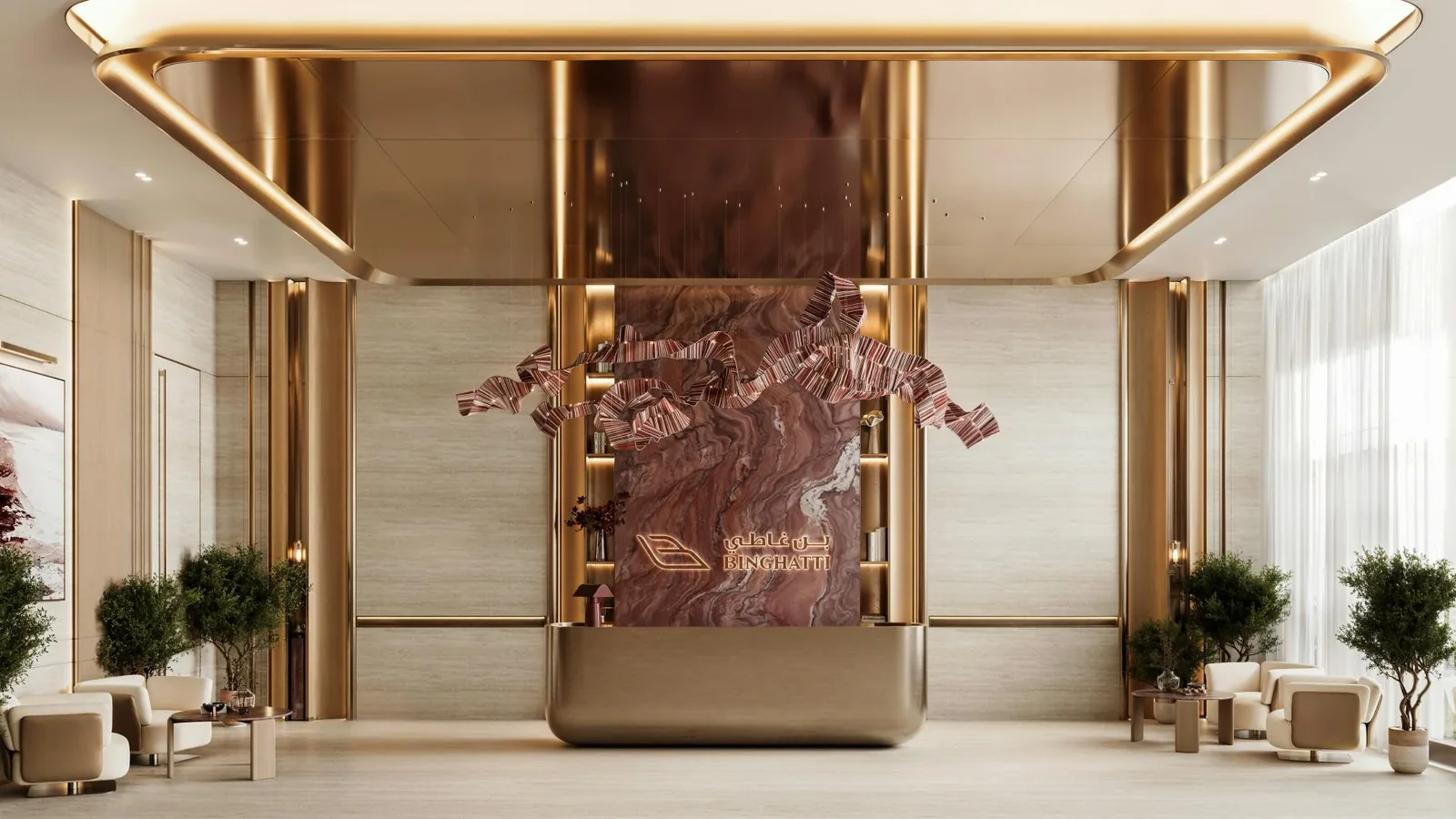 Binghatti Etherea: Entrance lobby (developer rendering)