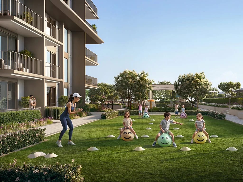 Golf Trails: garden activity lawn beside the residences (developer rendering)