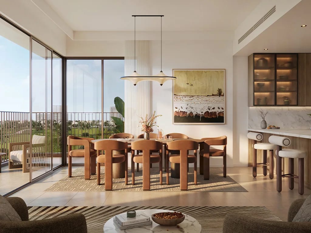 Golf Trails: open-plan dining area and kitchen (developer rendering)
