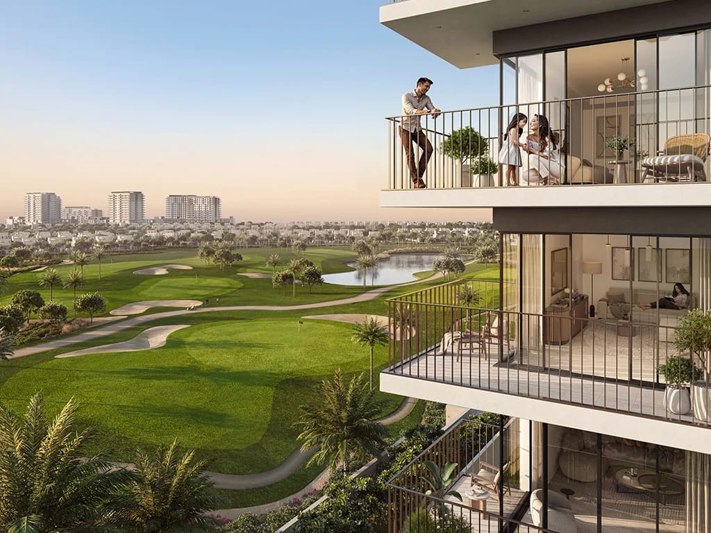 Golf Vale: balconies facing the golf course (developer rendering)