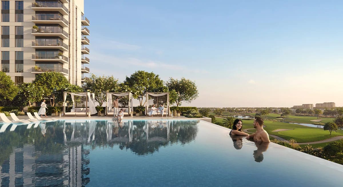 Golf Vale: pool deck overlooking the golf landscape (developer rendering)