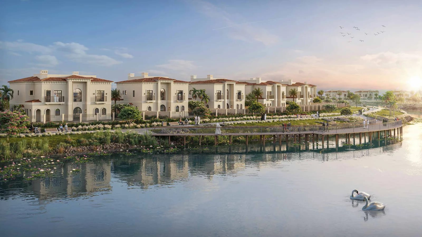 Malaga at Bloom Living: six-bedroom villa lake-side elevation, indicative developer rendering