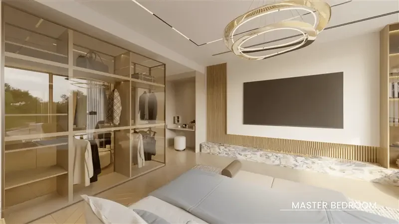 The Wilds Villas: villa bedroom interior, developer rendering