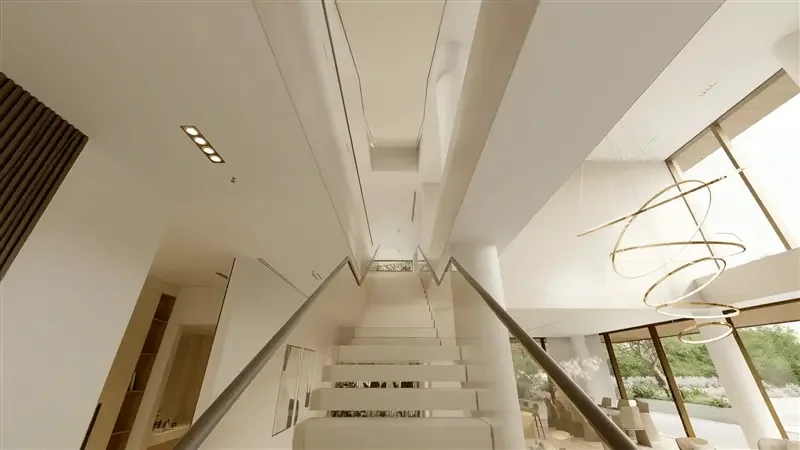 The Wilds Villas: six-bedroom villa double-height staircase, developer rendering