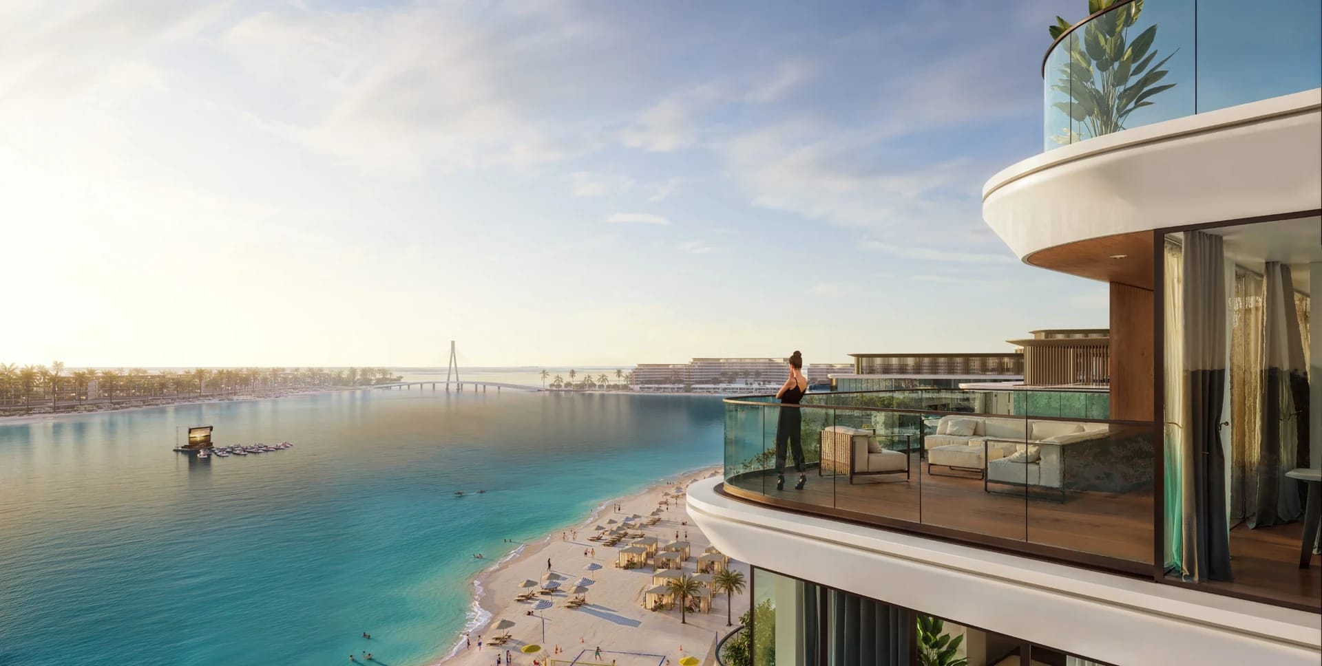 Delphine Beach Residences: Coastal balconies at sunset (Developer rendering)