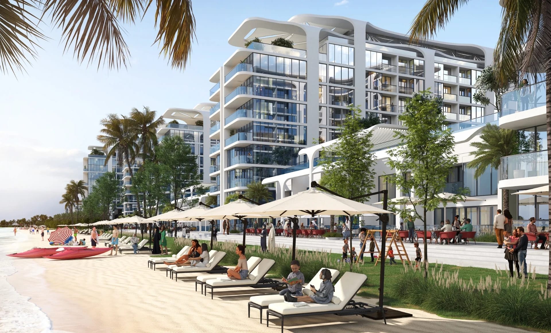 Tranquil Beach Residences: Beach terraces and landscaped frontage (Developer rendering)
