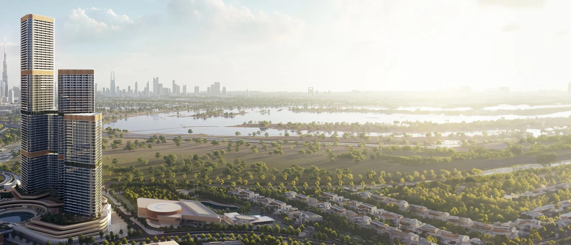 Skyvue Solair: Community towers in the city skyline (Developer rendering)