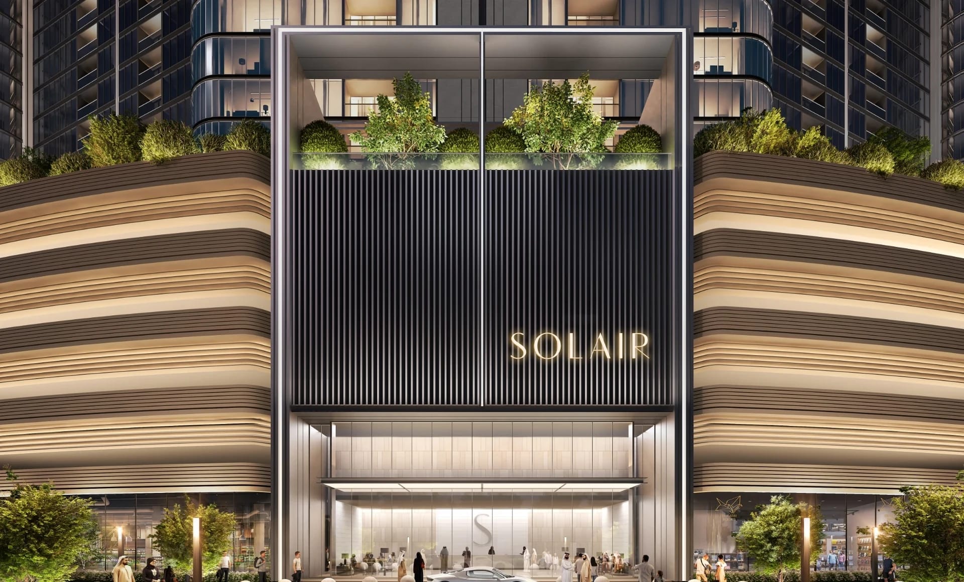 Skyvue Solair: Solair entrance and signage (Developer rendering)