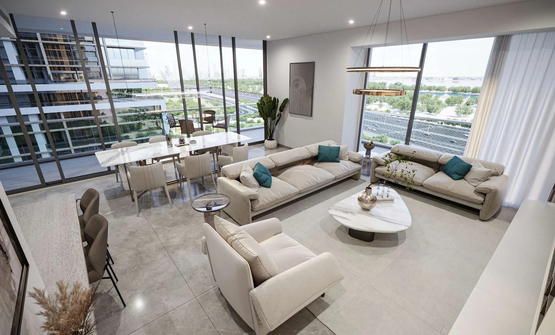 Sobha One: Illustrative living and dining room (Developer rendering)