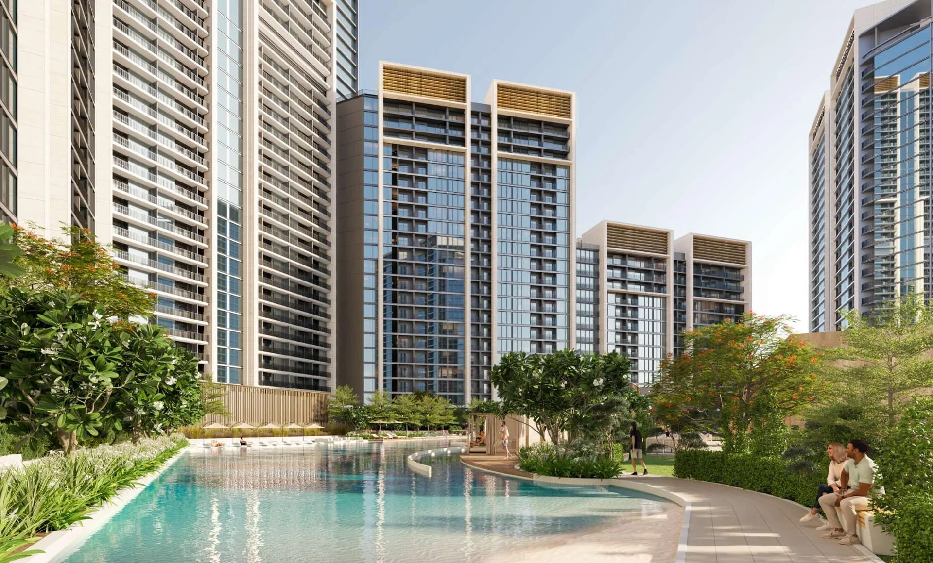 Sobha Orbis: Swimming pool and surrounding terraces (Developer rendering)