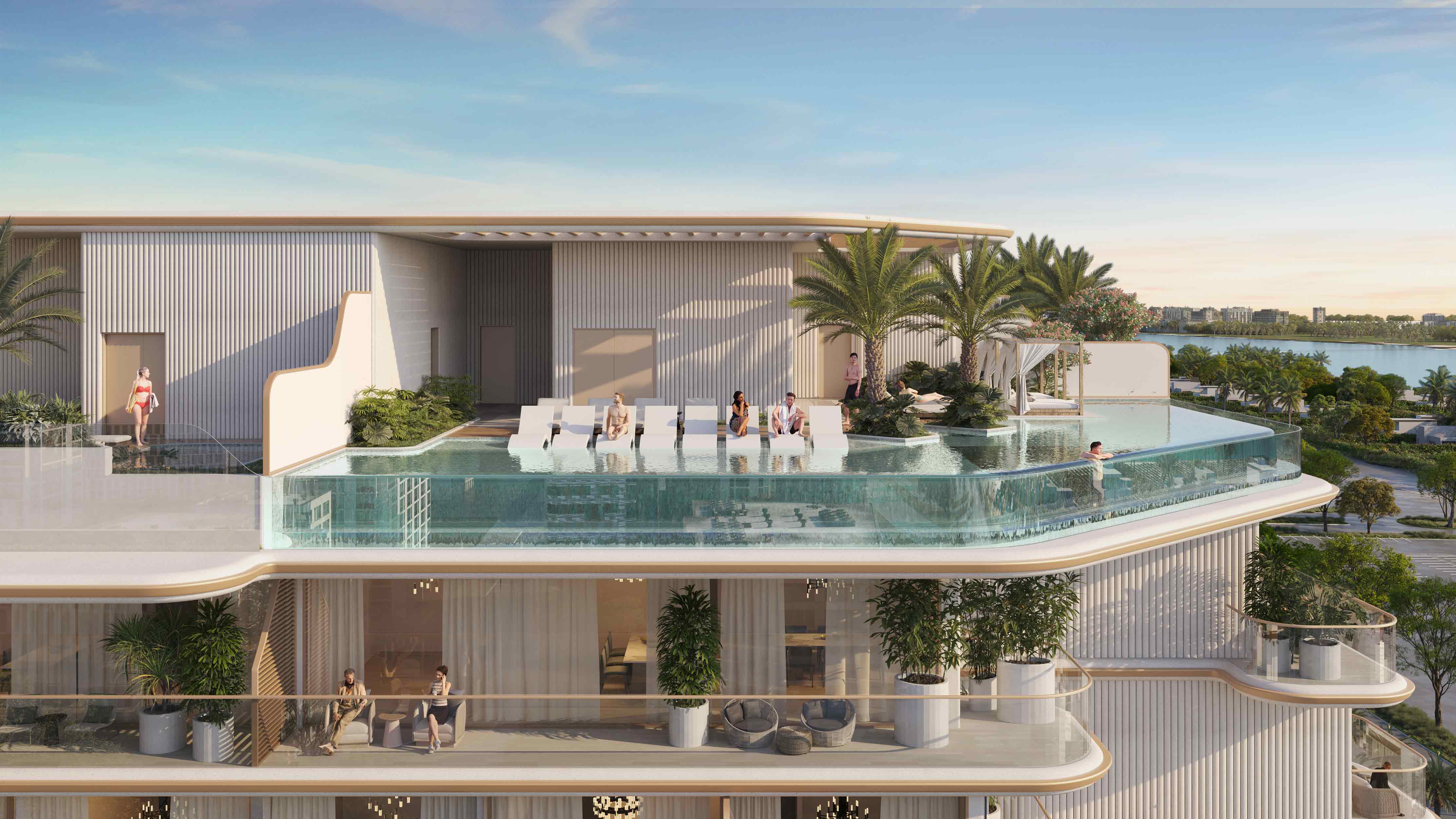 Sunset Bay Grand glass-bottom rooftop pool and terrace; official Imtiaz rendering