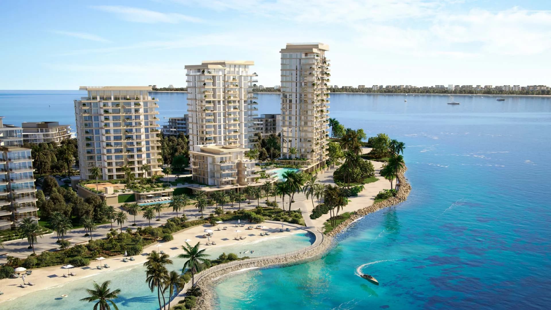 Bay Grove waterfront buildings; official developer rendering
