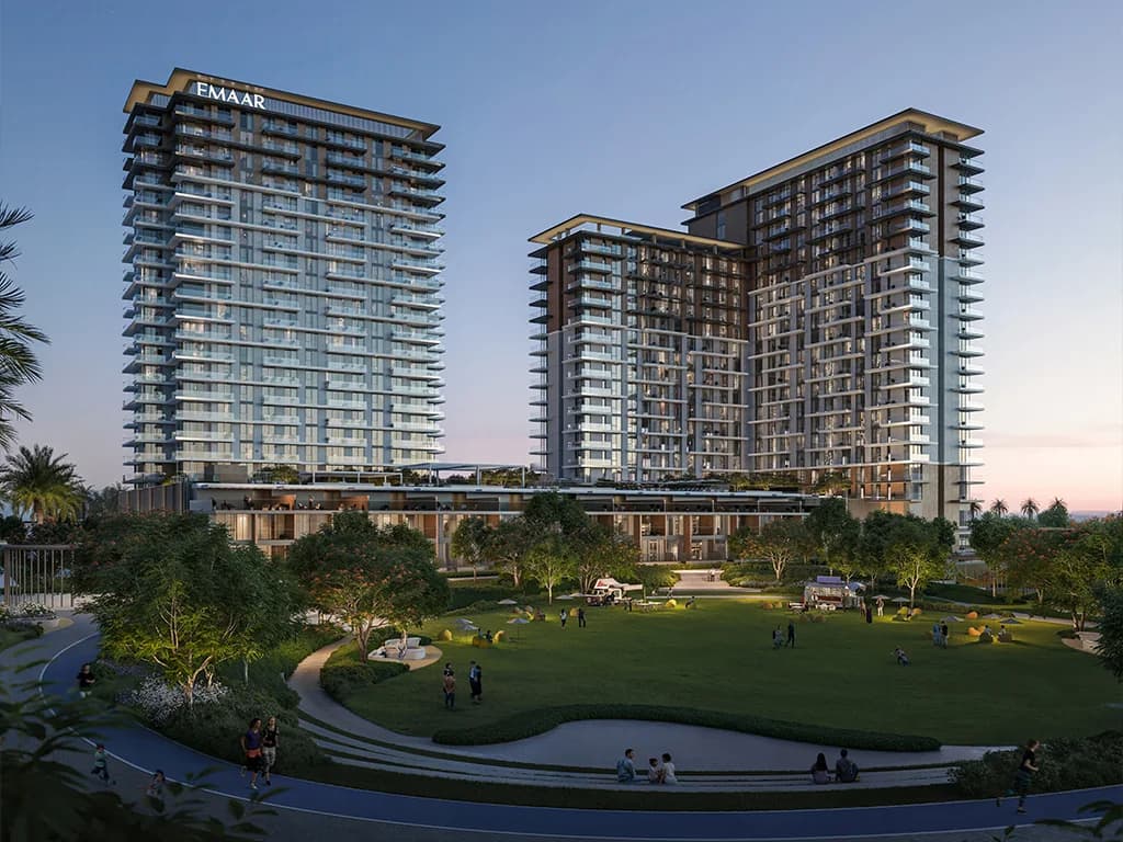 Parkwood: residential towers beside landscaped parkland (developer rendering)