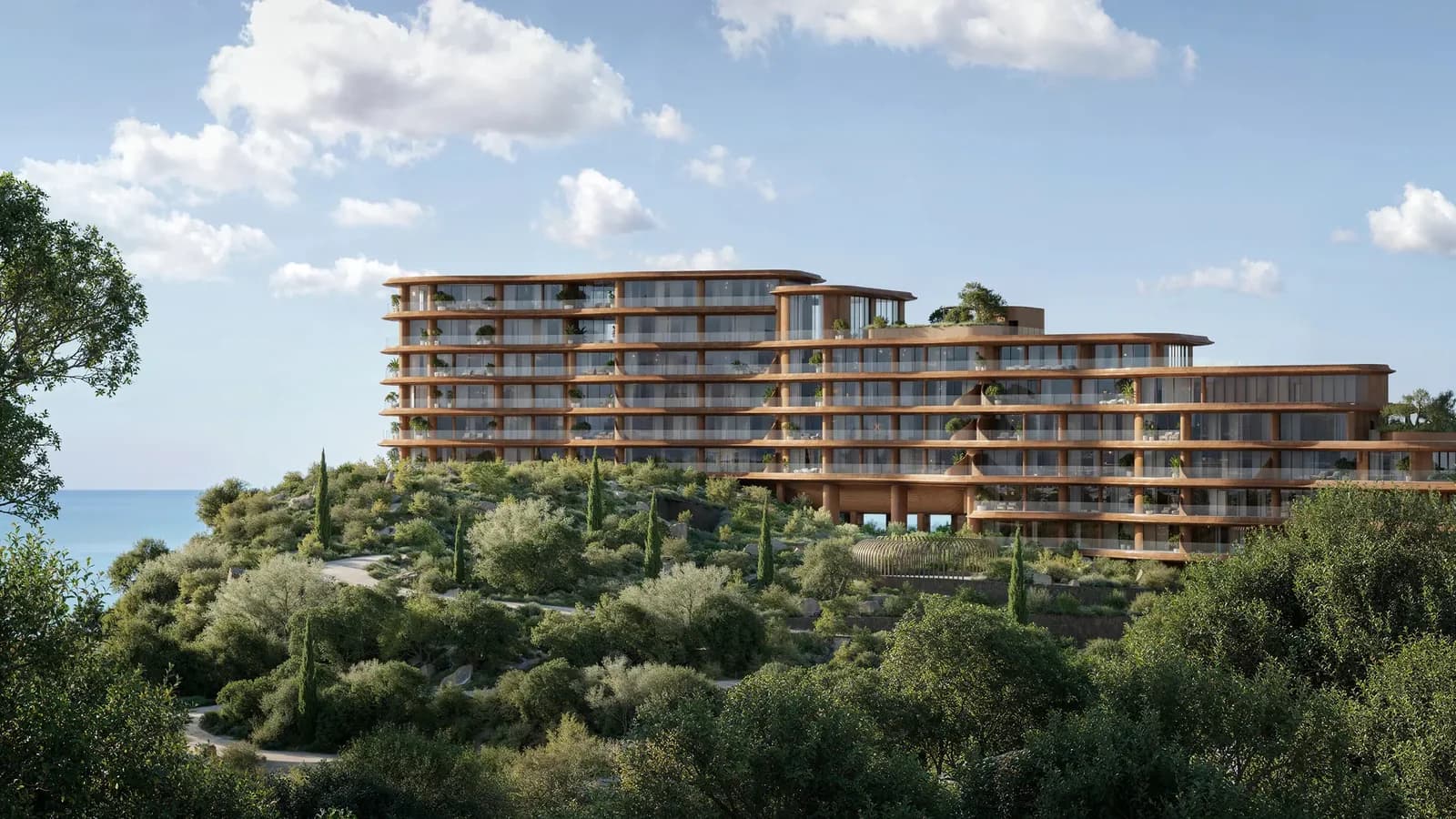 Jumeirah Asora Bay developer rendering: hillside residences surrounded by landscaped greenery