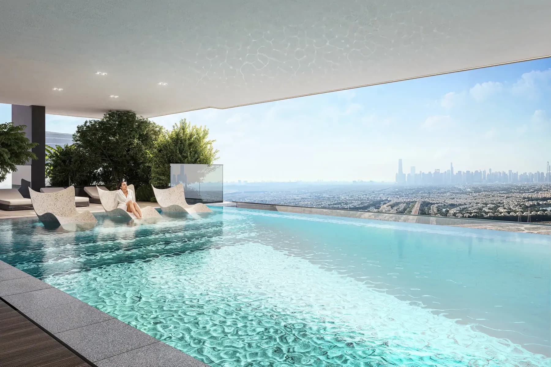 ELAR1S Rise: Covered swimming pool with an open skyline outlook; official developer rendering