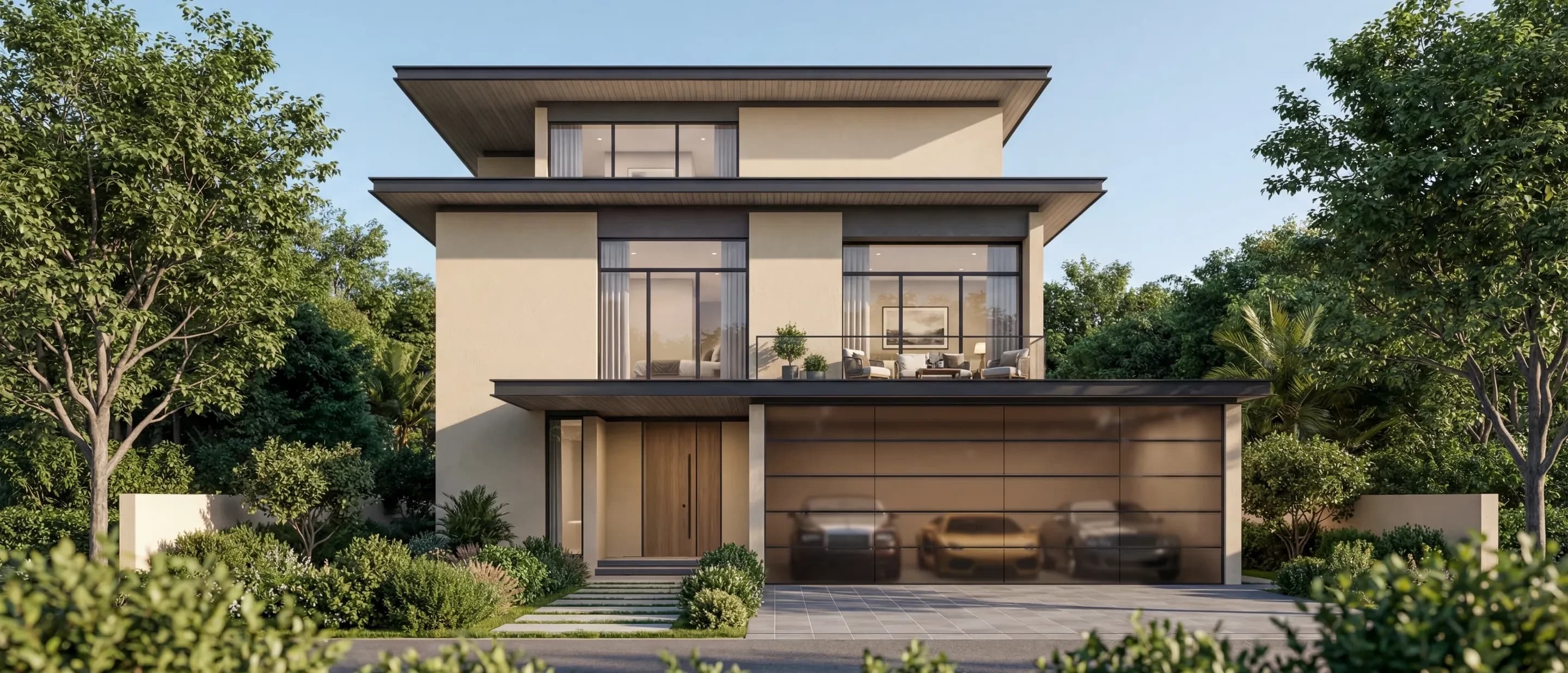 The Orchard at Sobha City: Villa entrance framed by landscaped gardens; official developer rendering