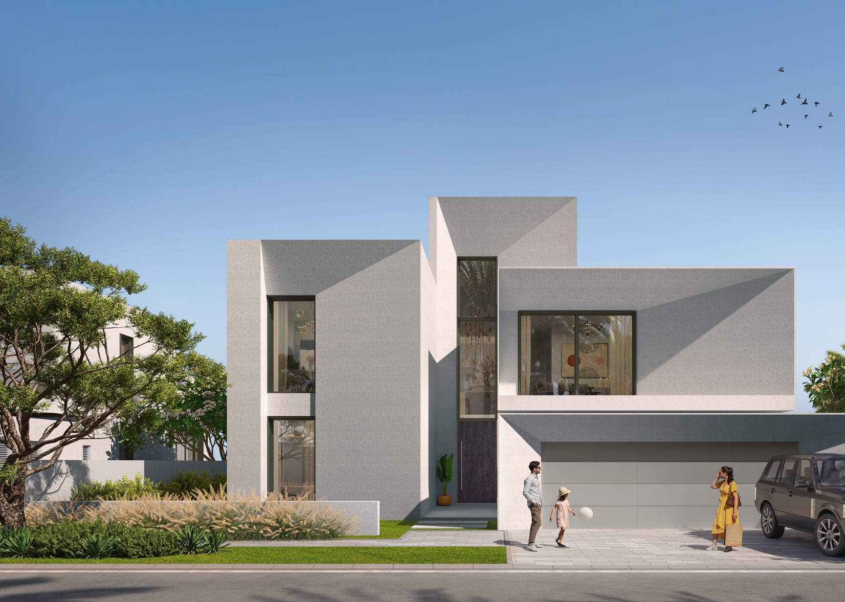Palmiera at The Oasis: villa entrance and contemporary facade, Emaar developer rendering