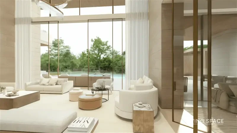 The Wilds Villas living space; illustrative developer rendering